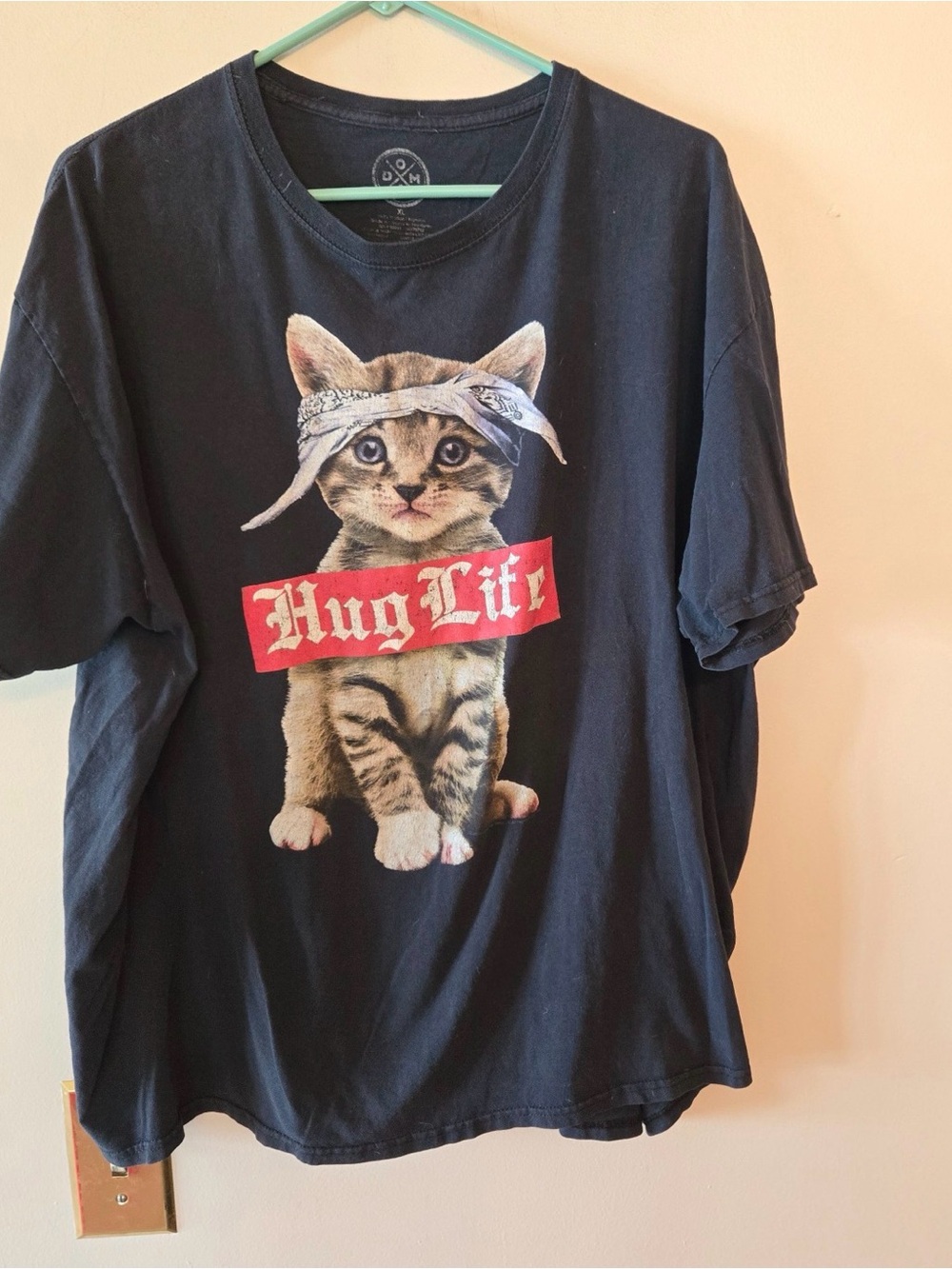 Dom Black Graphic Hug Life Kitten Regular Fit Cotton T-Shirt Size xl